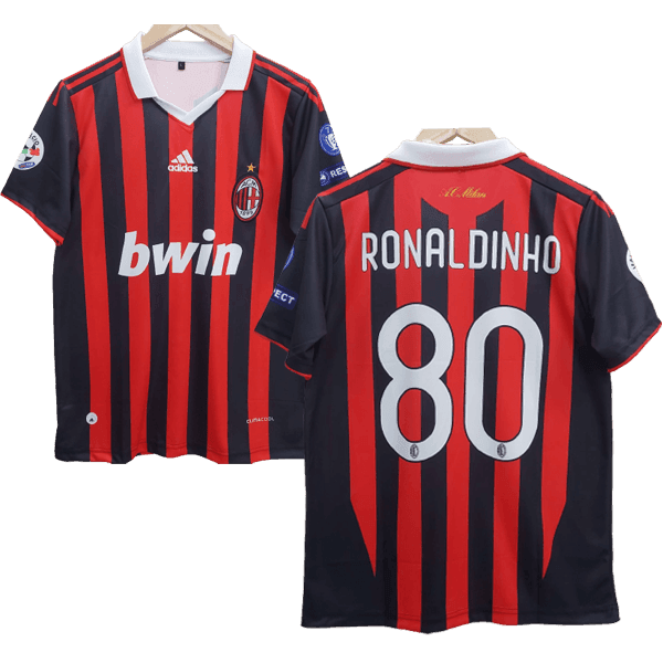 Ac Milan Ronaldinho Embroidery Retrô Jersey - Collection
