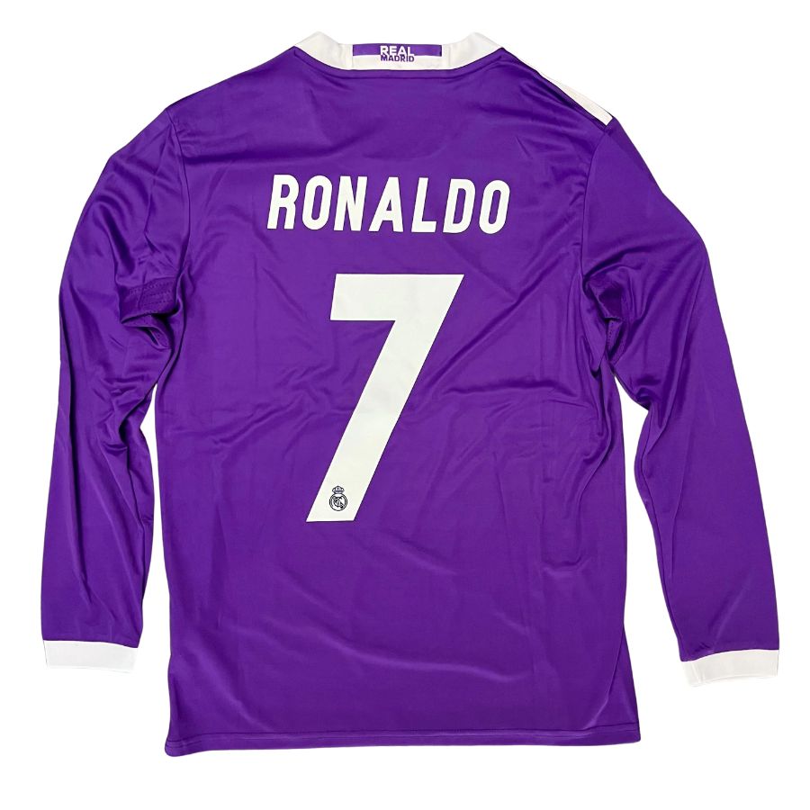 Real Madrid Cristiano Ronaldo Away Retro 2016-17 Patches UCL UEFA Respect Final World (Official Printing)